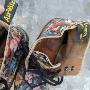 Bottes Dr. Martens Sienna Made In England Années 90 - Taille 38 (UK 5), Cuir Multicolore, Style Combat - Occasion Vintage